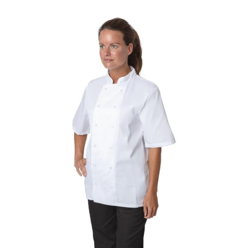 Whites Boston unisex koksbuis korte mouw wit S 