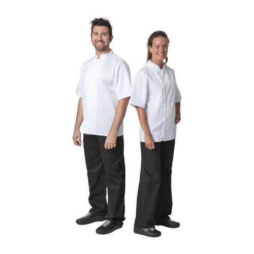 Whites Boston unisex koksbuis korte mouw wit S 
