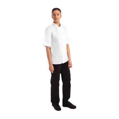 Whites Boston unisex koksbuis korte mouw wit S 