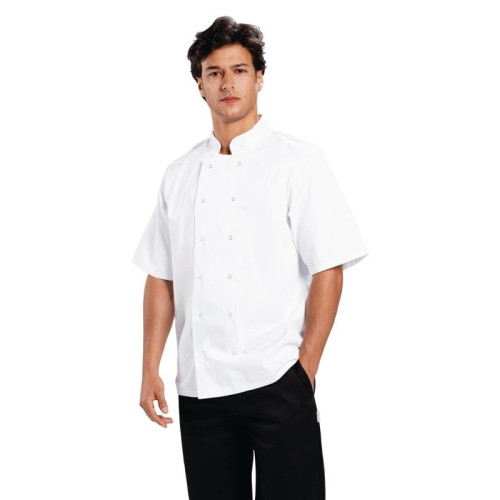Whites Boston unisex koksbuis korte mouw wit S 