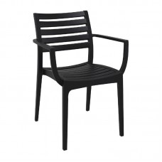 Artemis polypropyleen stoelen met armleuning zwart (2 stuks)